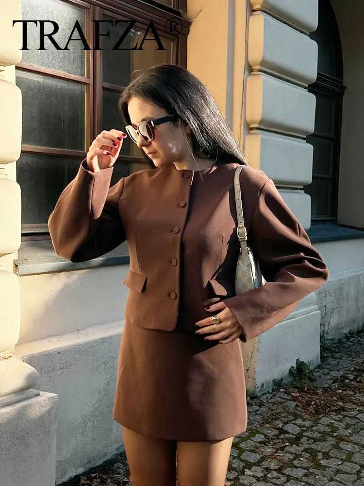 Trafza womens retro solid cut jacket O-neck long sleeved jacket autumn womens casual Y2K jacket 250322