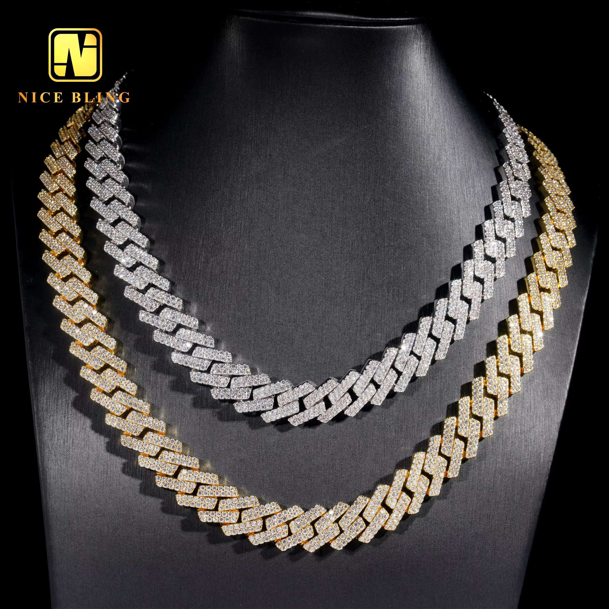 18K Gold Plated Factory Price 15mm Cuban Link Chains Men Fashion Brass Jewelry 5a Cz Diamond Cuban Chain Pendant Necklaces