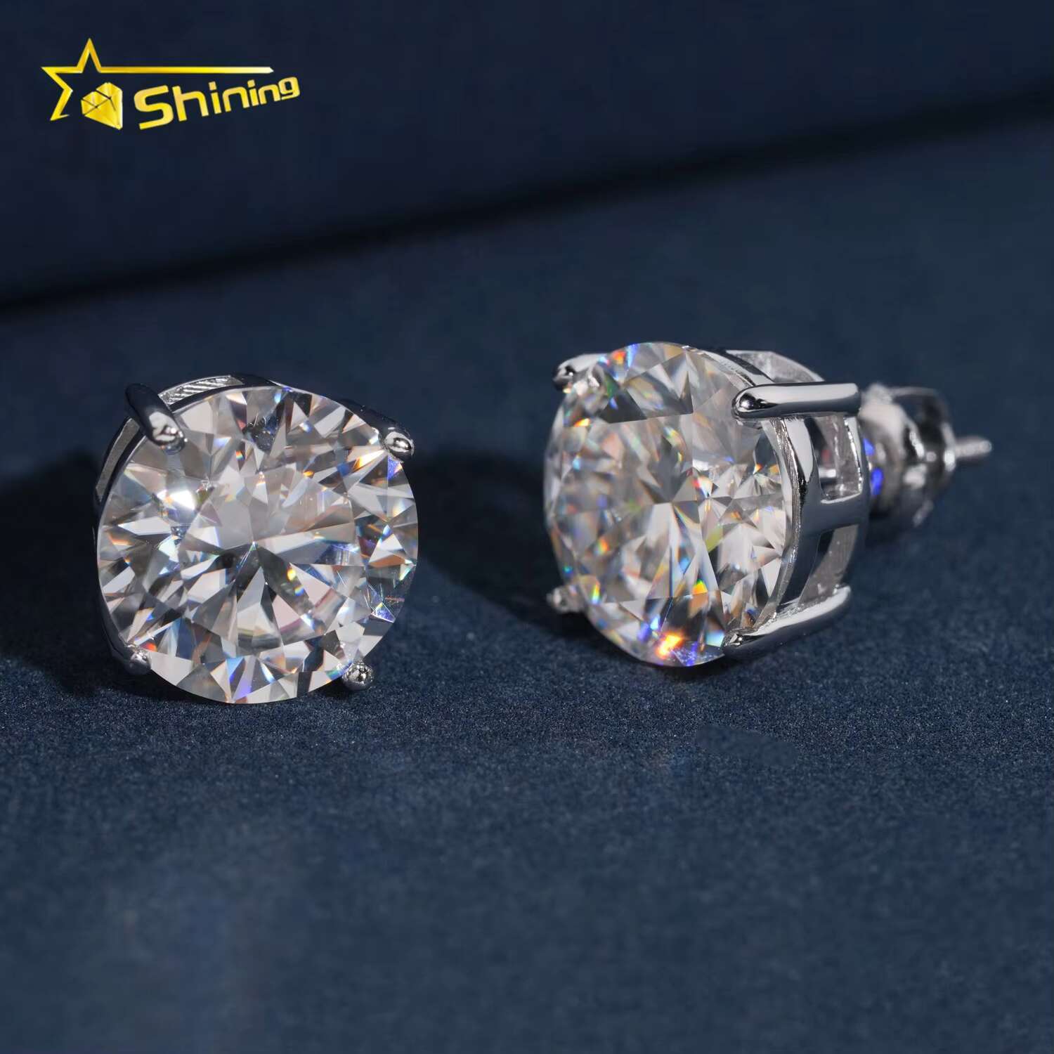Fashion Jewelry 4 Prongs Classic 5mm 6.5mm 8.0mm 925 Sterling Silver D Color Solitaire Moissanite Diamonds Stud Earrings