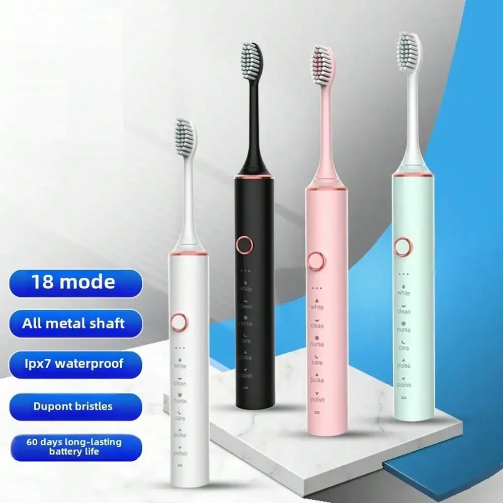 Soft brush electric toothbrush for adult household use 18 speed metal shaft USB charging 250325