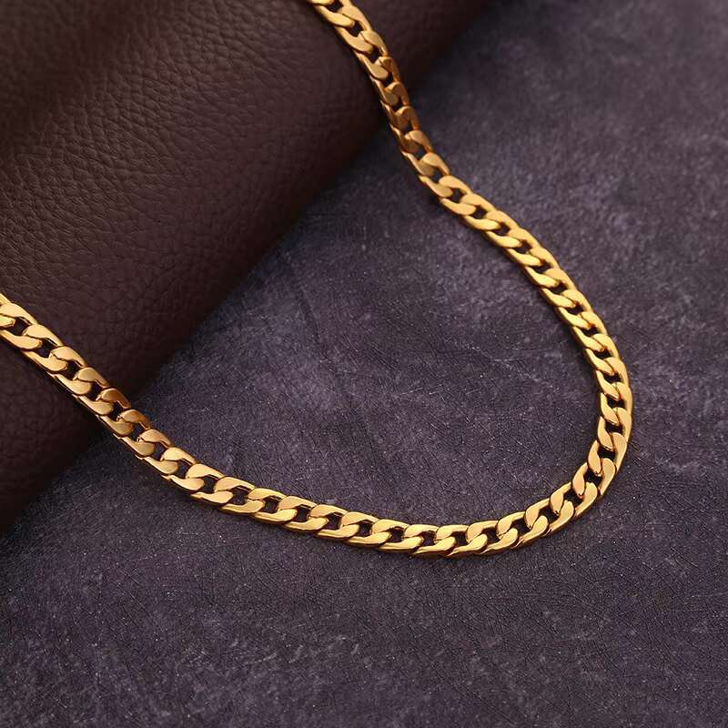 Wholesale Punk 6MM Chunky Chain Buckle Side Necklace for Men 18K Gold Plated Alloy Cuban Chain Necklace
