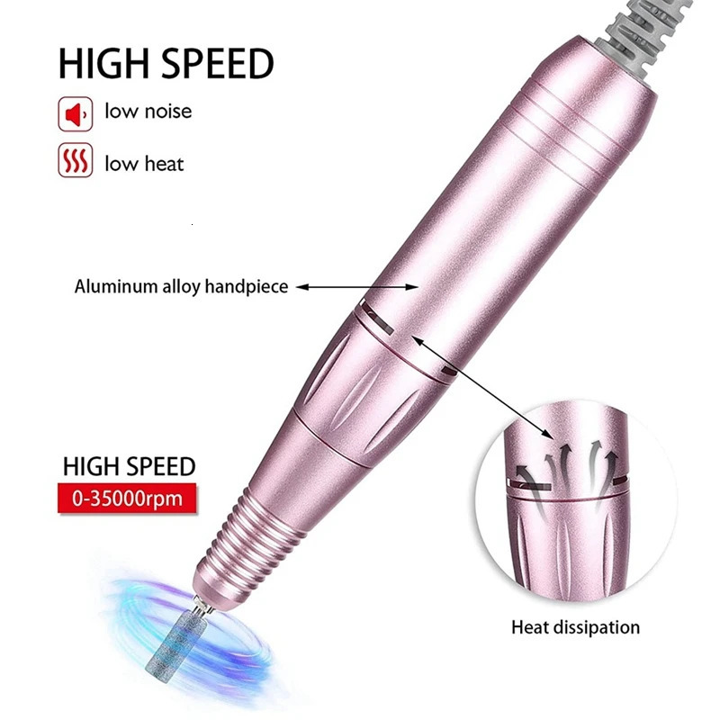 Electric Nail Drill Handle 35000RPM Nail Arts Drill Hand File Polish Grind Machine Manicure Drill Accessory 250324