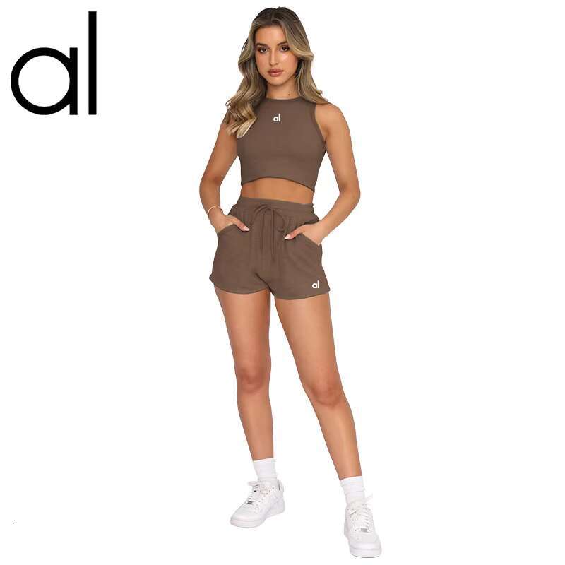 Yoga Summer New women Running shorts set Fitness kit sleeveless Shapewear women