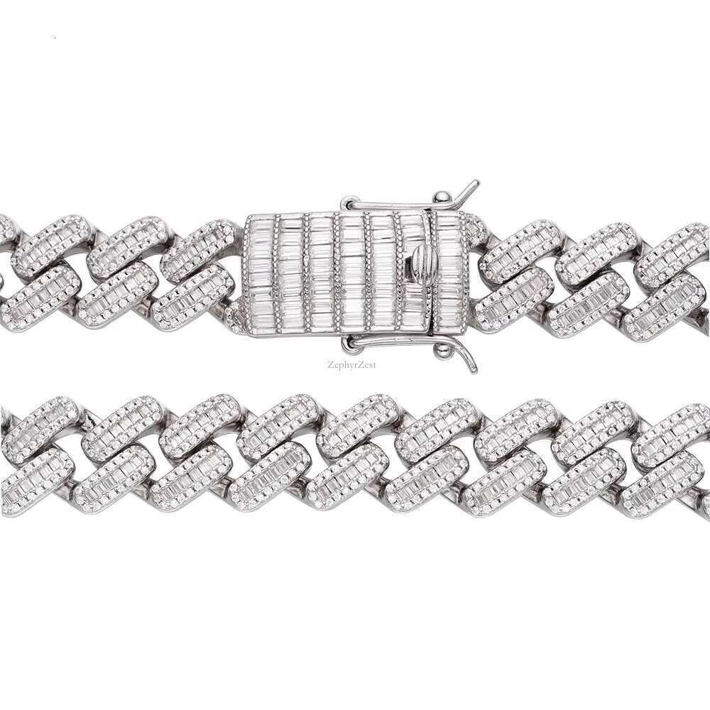 Hip hop chilled pure sier pyroxene long stick cubic zirconia 14k gold-plated Cuban men's chain