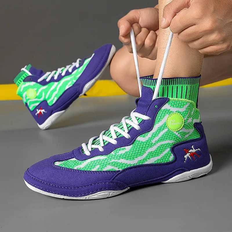 Professional Red Mens Wrestling Shoes Size 35-46 Knitted Mens Boxing Boots Comfortable Anti Slip Training Sneakers M250327