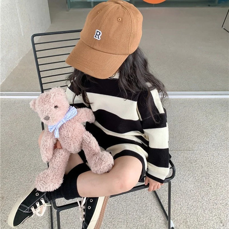 Baby Girl Boy Cotton Striped Clothes Set Hoodie and Shorts 2pcs Infant Toddler Child Tracksuit Spring Autumn Summer 1-7Y 250326