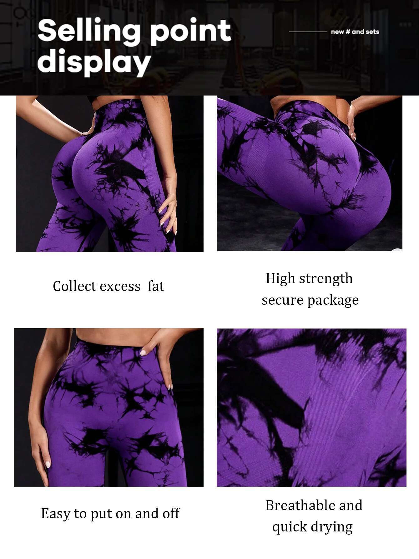 Woma Trendy Yoga Tights High Stretch Tummy Control Gym Seamless Tie Dye Leggings 2023 New