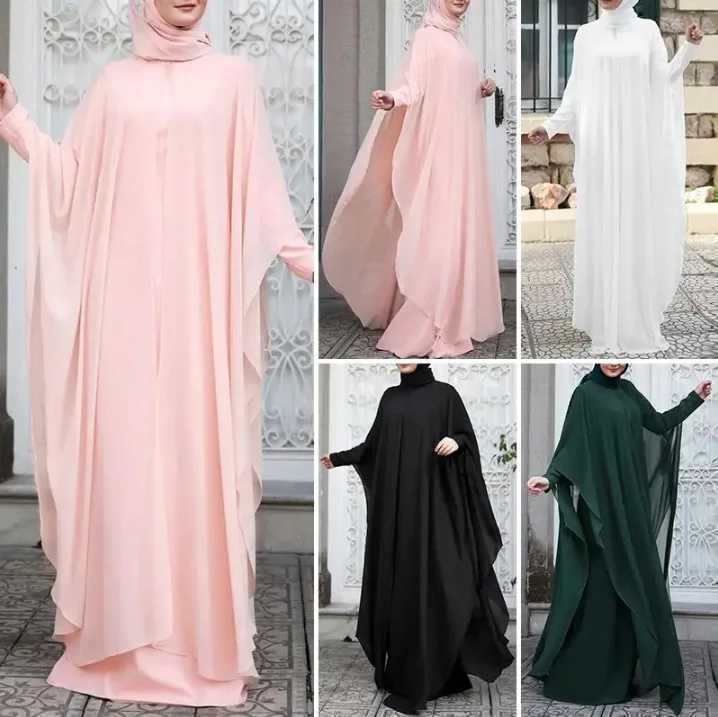Eid Muslim Abayas for Women Modest Fake Two Pieces Dresses Islam Vestidos Arab Long Robe Jalabiya Ramadan Morocco Dubai Kaftan X2505141