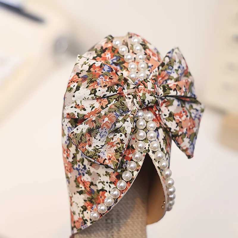 Slipper Childrens sliders childrens summer sliders girls soft floral cloth princess sweet indoor and outdoor girls pearl sliders bow S25326