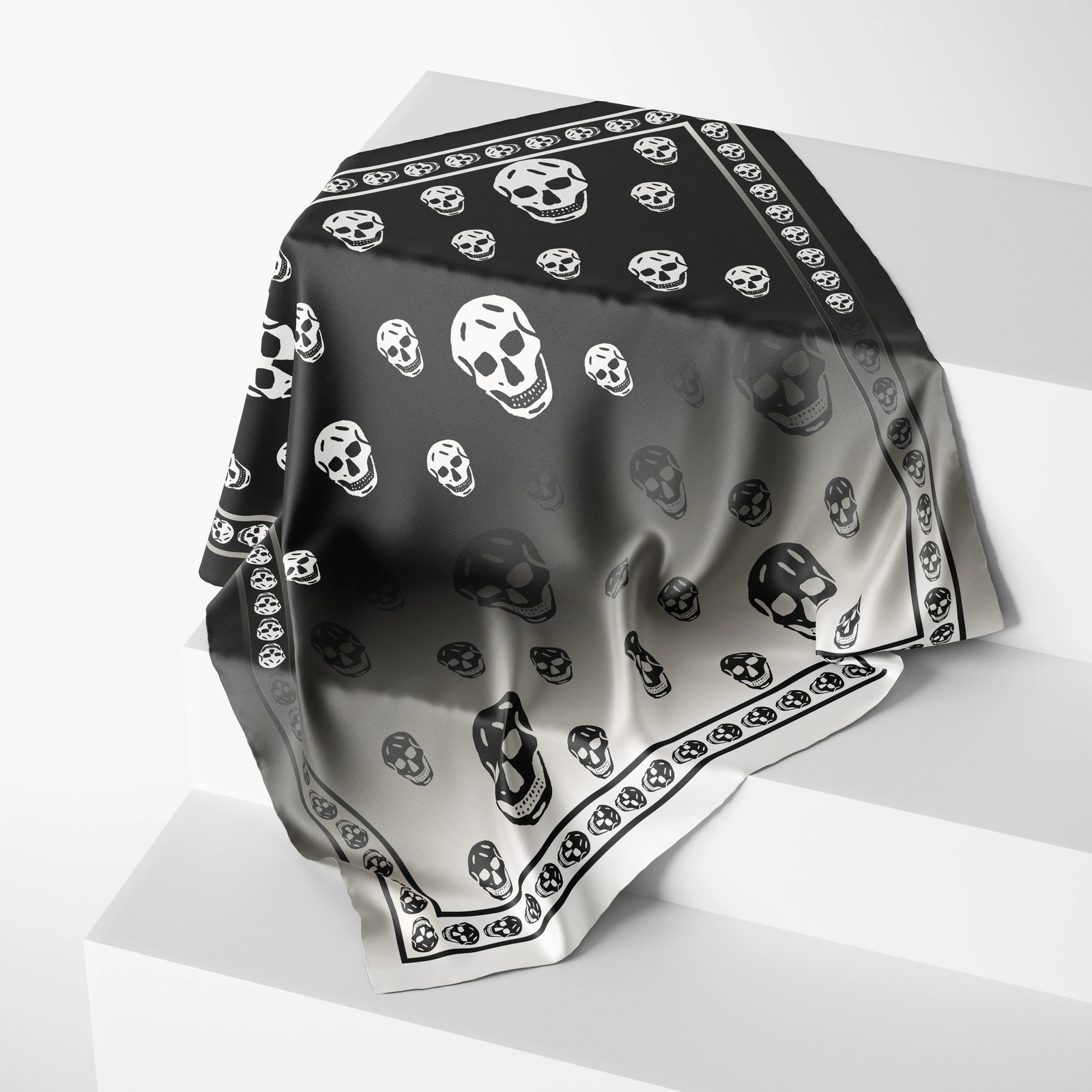 Support Customize est Women Chiffon Skull Scarf Hijab Shawls And Wraps Female Foulard Echarpe Gradient Bandana 250322