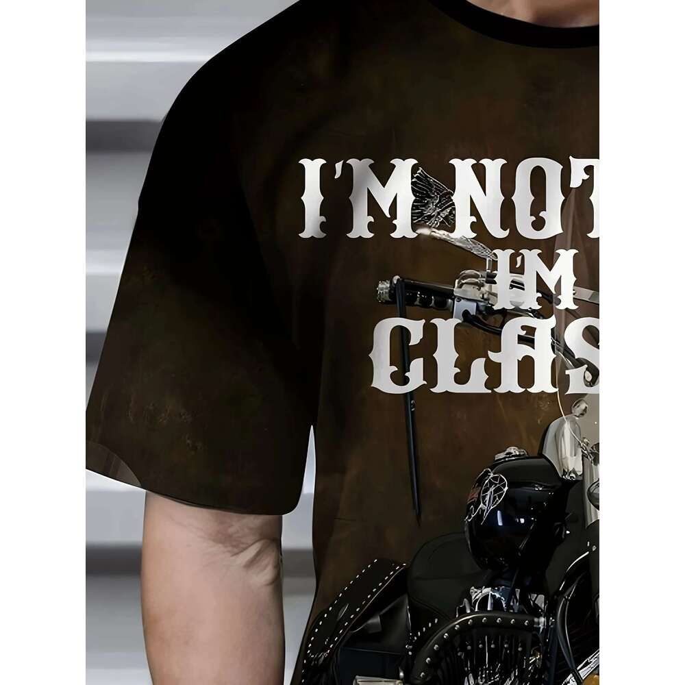 Men s short sleeved T shirt D printed motorcycle pattern casual top men fashion summer