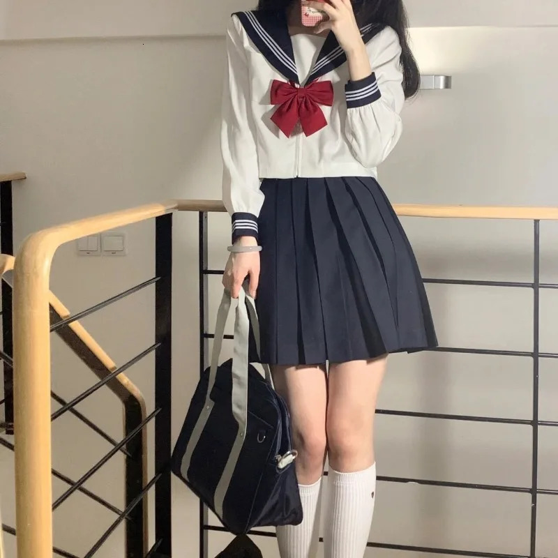 Japanese JK Uniform Orthodox Basic Style Sailor Set Kansai Leadership Academy Role Playing School Student 250326