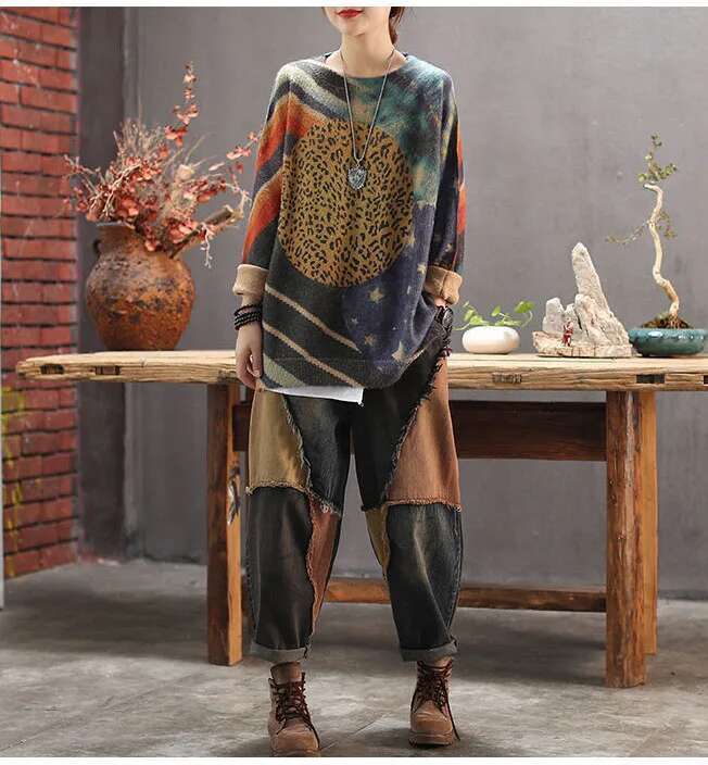 Spring Women's High Waist Retro Harem Pants Jeans 2023 New Casual Fashion Haruku Cotton Trousers Patchwork Wide Leg Radish