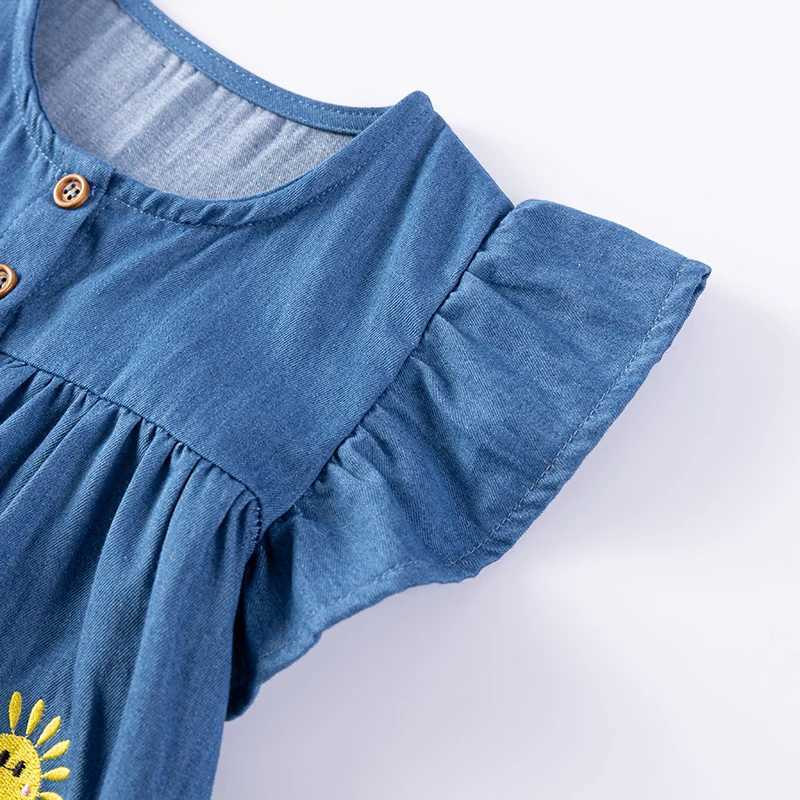 Little Maven Childrens Clothing Baby Girls Childrens Clothing 2025 New Summer Cotton Embroidered Dinosaur Cowboy Dress W250326