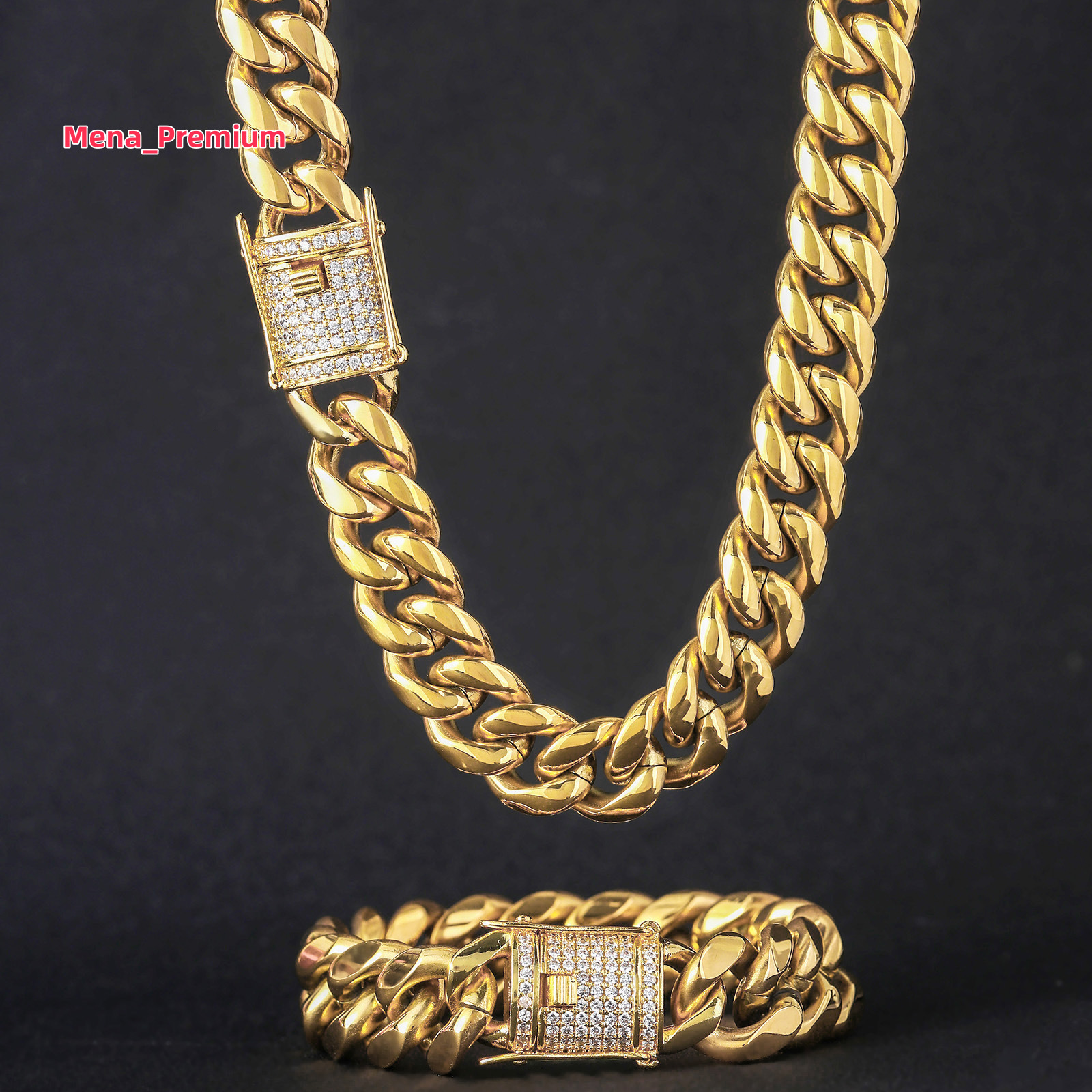 Wholesale 6-18mm Stainless Steel Cuban Chain 14K 18K Gold Plated Necklace Miami Cuban Link Chain Monaco Chains for Men