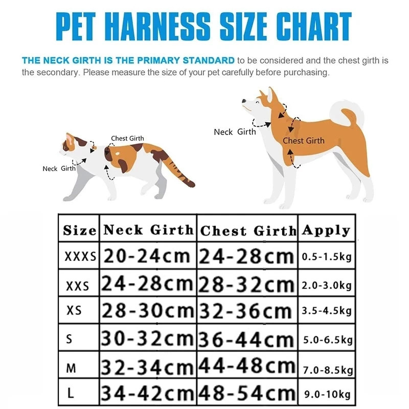 Cat Harness Reflective Pet Harnesses And Leashes Set Adjustable Pet Harness for Cats Small Dogs Pug Chihuahua Cat Accessories 250326