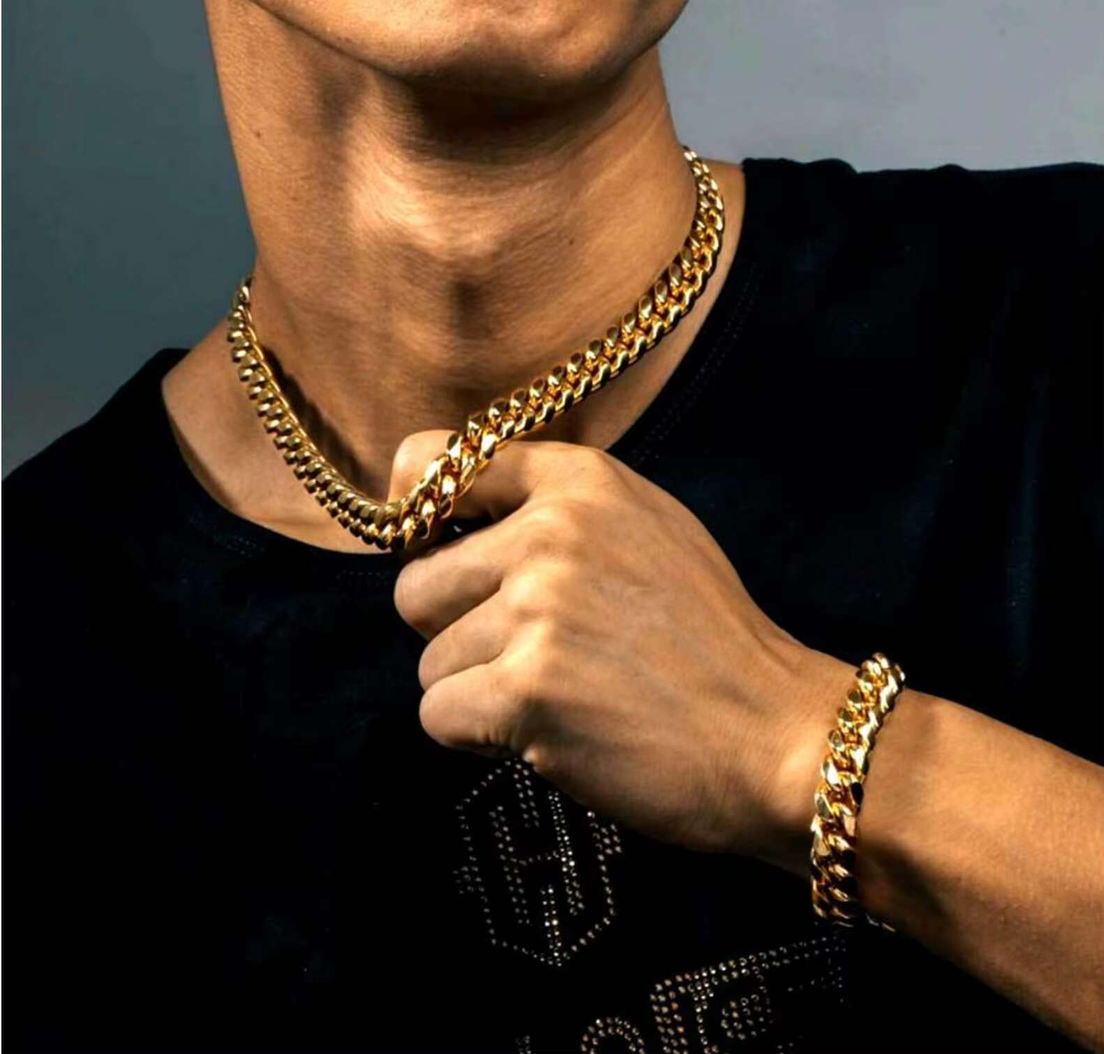 Wholesale Stainless Steel Chain Necklace Custom Design Monaco Necklace Hip-Hop Gold Plated Miami Curb Cuban Link Chain for Men