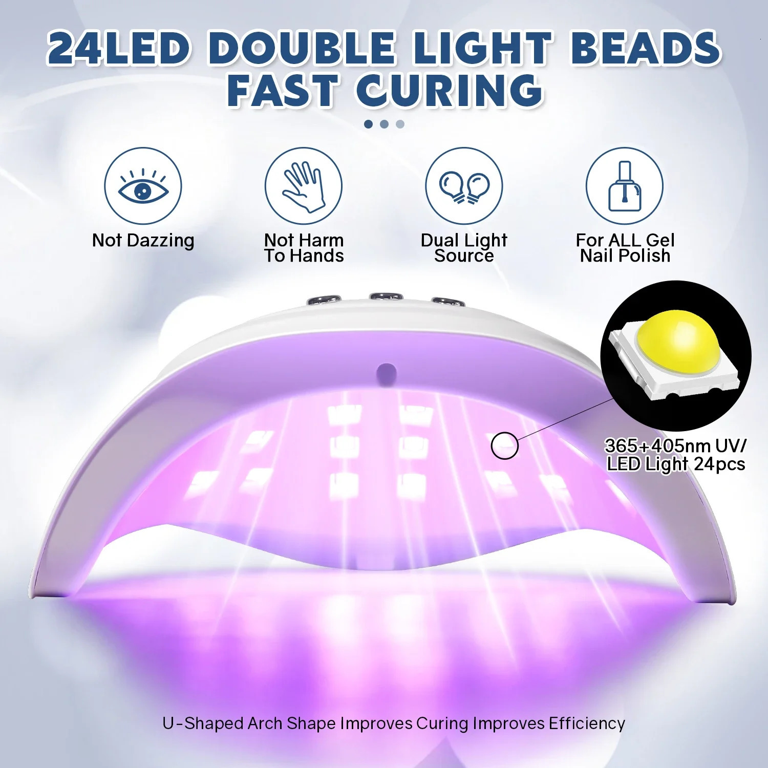 72W UV LED nail drying lamp is used for curing full gel polishing 24LED machine with automatic sensor professional salon art tool 250325