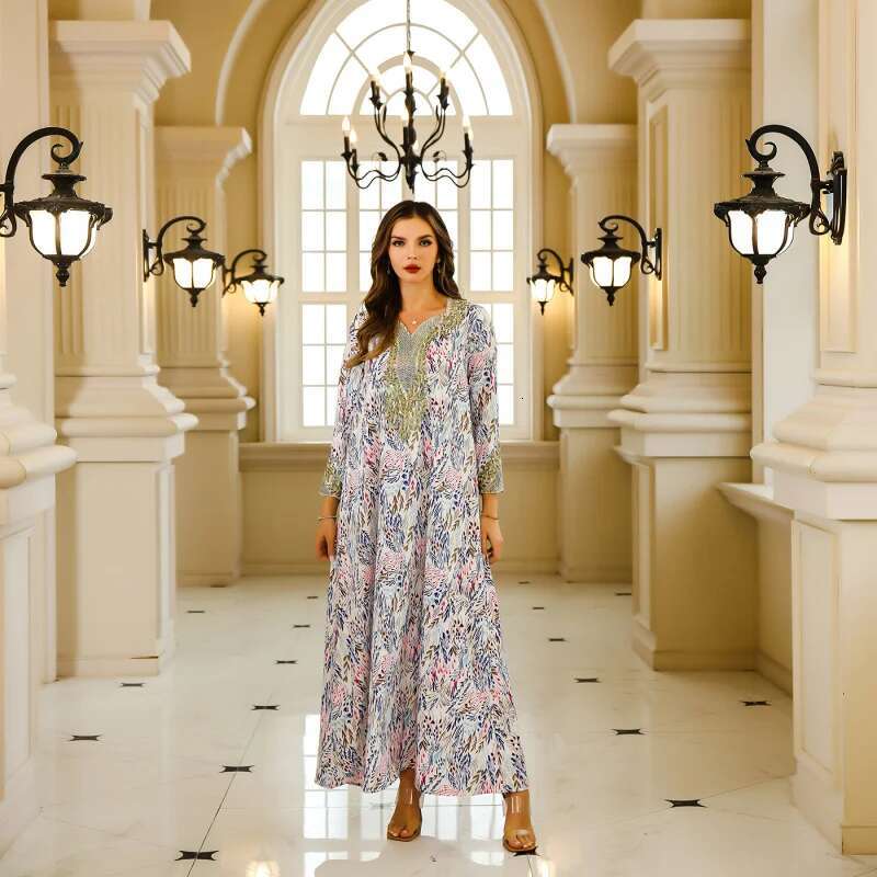 Dongdumaoyi Abaya Vrouwen Lange Gewaad Dubai Turkije Midden Oosten Moslim Strass Grote Avondjurk W