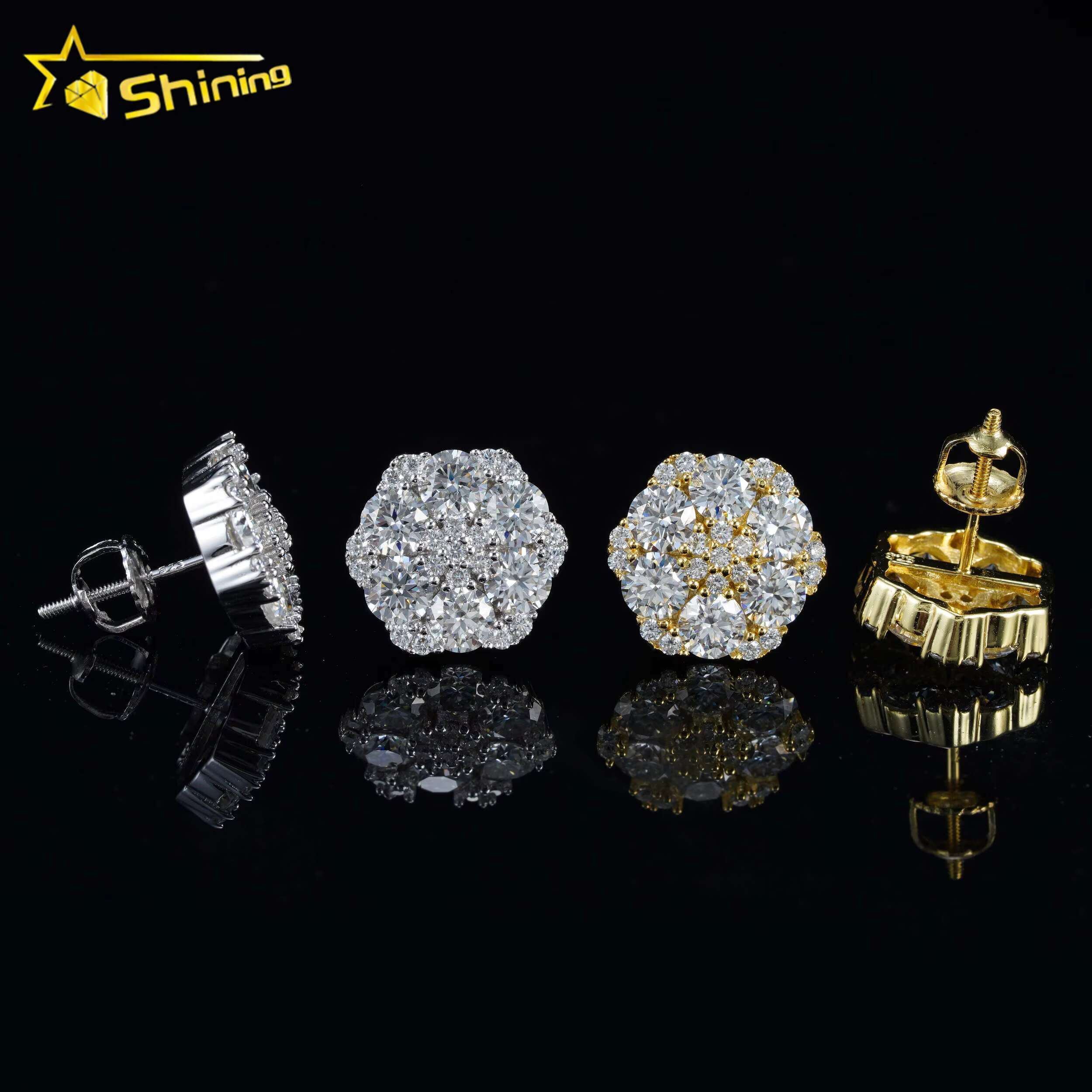 Screw Back Fashion Earring Fine Jewelry 925 Sterling Silver Gold Plated VVS-FL Moissanite Diamond Stud Earrings Ready to Ship