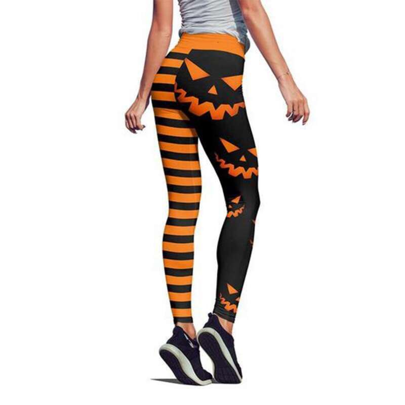 Women Yoga Pants Halloween New Fashionable Stretch High Waist Tight Pants Pumpkin Head Digital Printed Small Leg Leggings