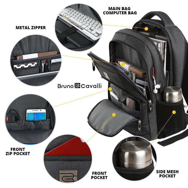 Business Travel Anti Theft Slim Durable 15.6/17 Inch Laptop Backpack With USB Charging Port College School Bag For Women & Men
