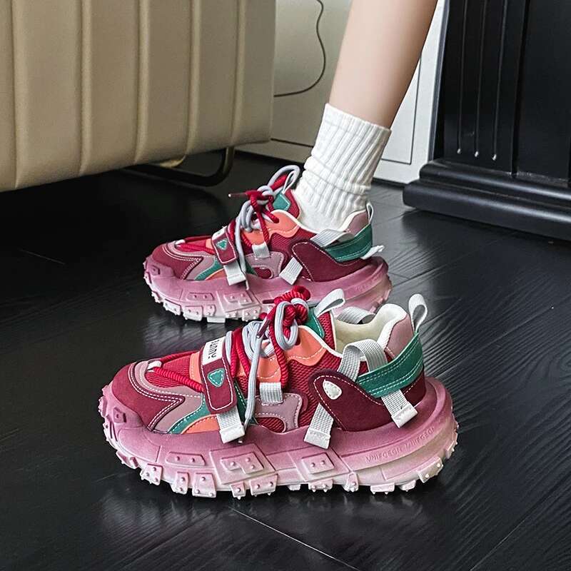 Designer Shoes Color Blocked Thick Soled Sports Shoes For Both Men And Women With Stylish And Casual Running Soles Enlarged Inner High Top Shoes And R