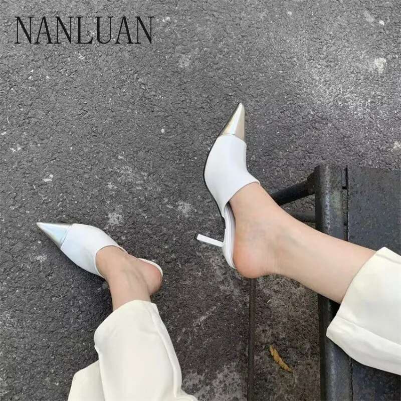 Boutique Autumn High-heeled Style High-end Stiletto Pointed Toe Women's Shoes Best-selg Banquet Fashion Slippers