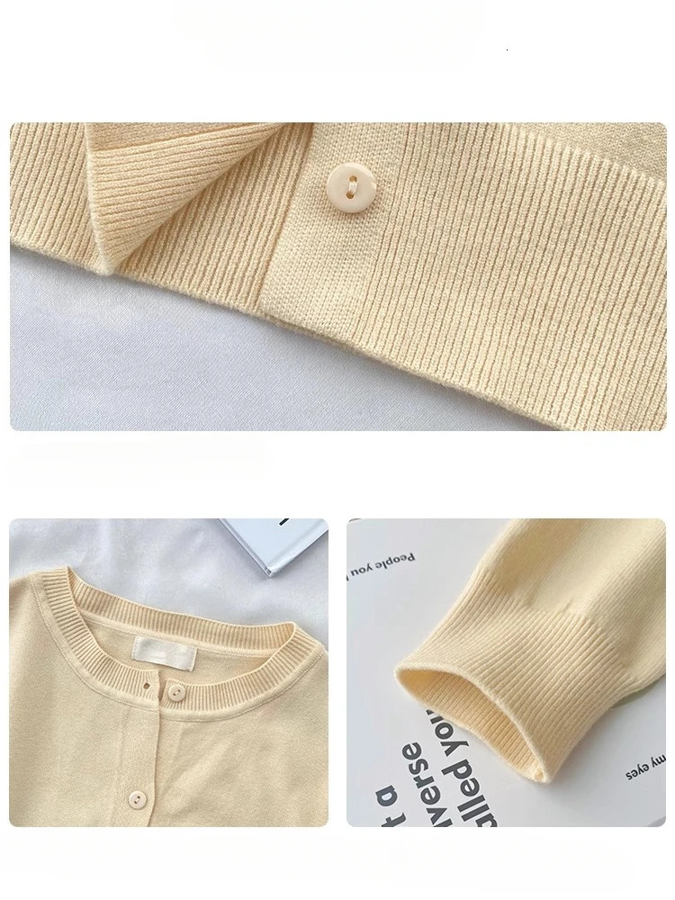 Womens cardigan wool sweater casual spring warm summer Oneck long sleeved single chest ultrathin fashion Korean knitted top 250326