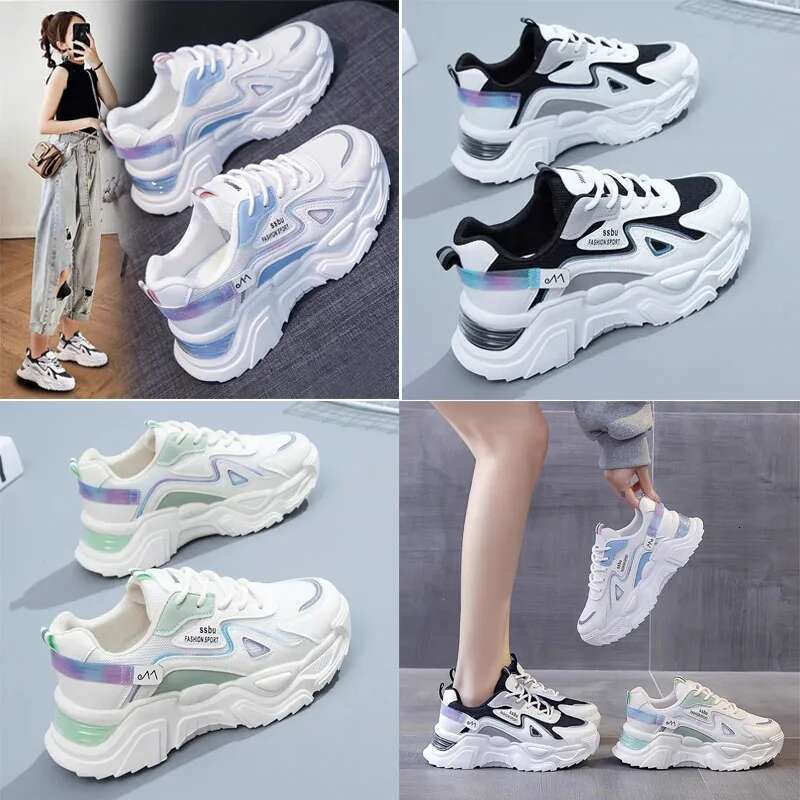 NEW Platform Flat Woman Green Casual Trainers Ladies Chunky Sneakers Women Shoes