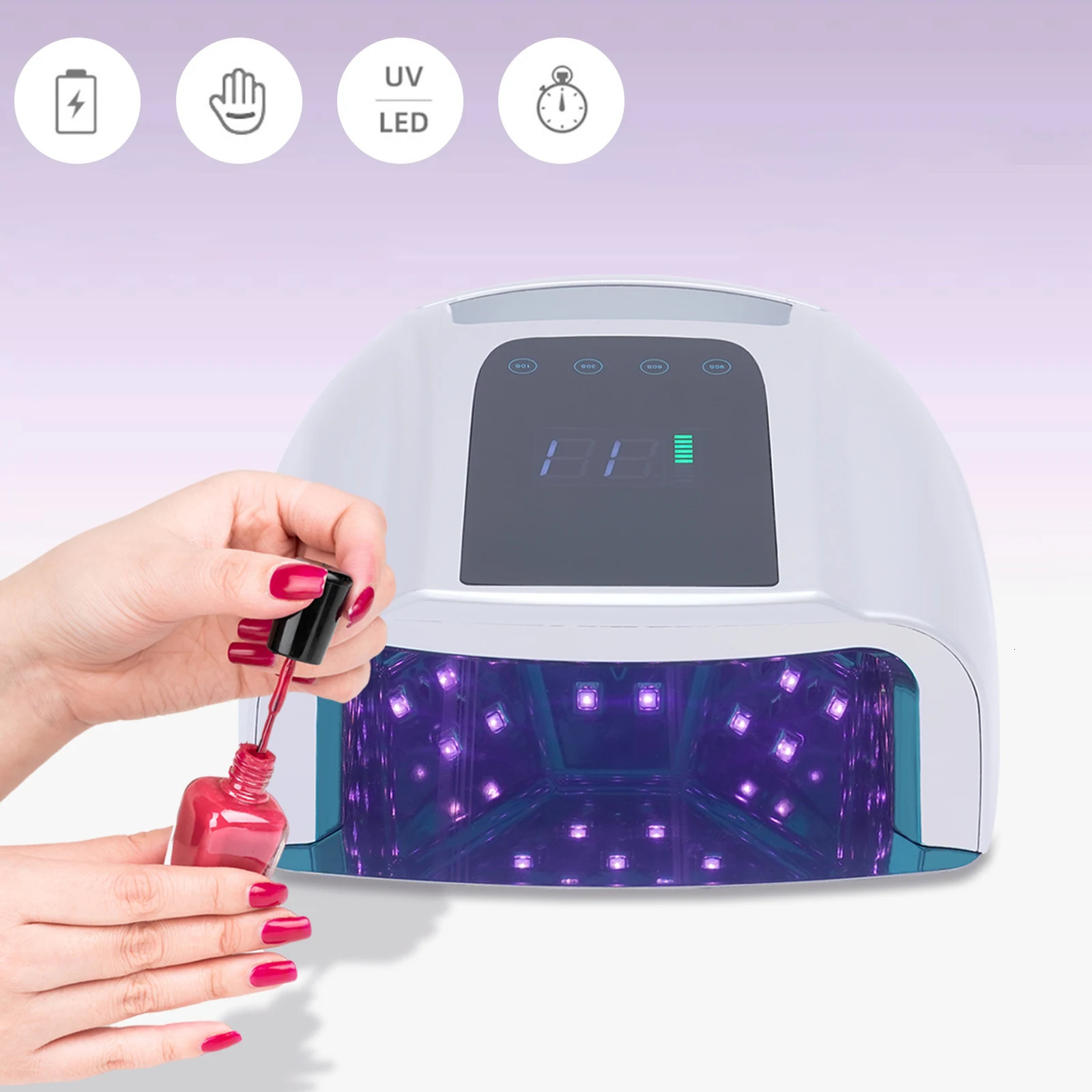 Nail dryer 96W 42 bead professional charging UV LED portable cordless nail light machine with detachable stainless steel 250325