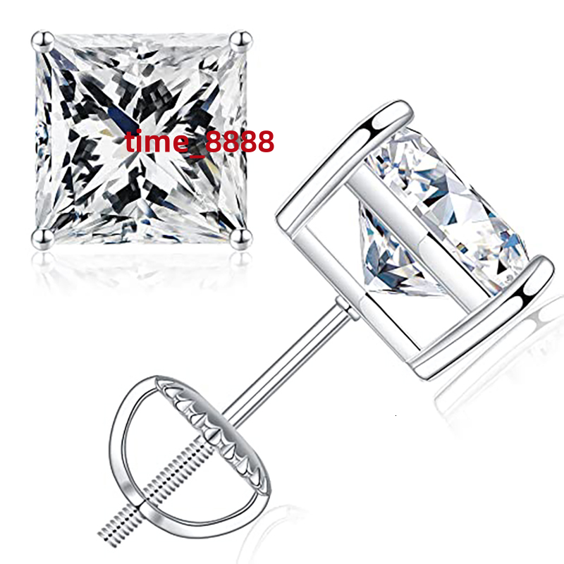stud earrings designer for women 925 sterling silver 4 prong pass diamond tester vvs1 square moissanite earrings 18K gold mens earring jewelry valenti