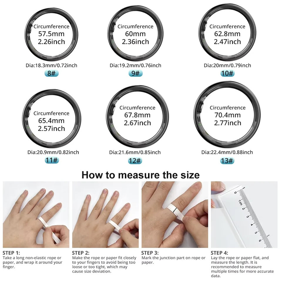 R09 Smart Ring Men Women with Charging Case Skin Temperature Health and Sleep Monitor 5ATM Waterproof For Andriod IOS Phone 250322