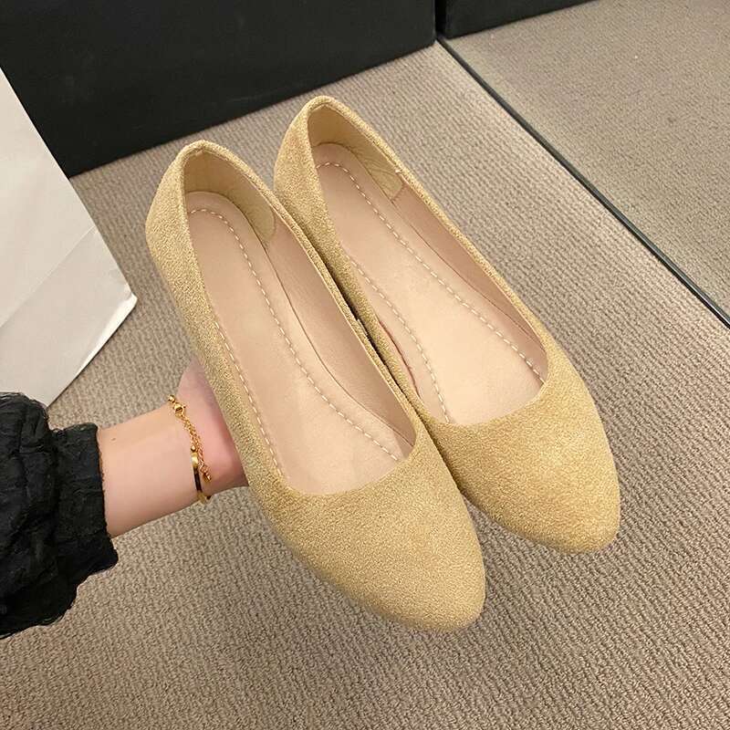 Plus Size 35-42 Women Slip on Candy Color Woman Boat Shoes Black Faux Suede Ladies Ballet Flats