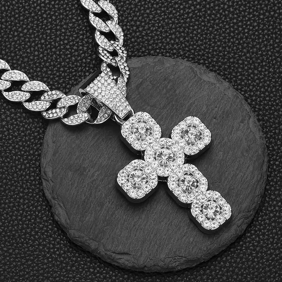 Sunnice Full Diamonds Attached Christine Luxury Cuban Jewelry Religion Quality Silver 18k Golden Colored Hiphop Fashion Chains