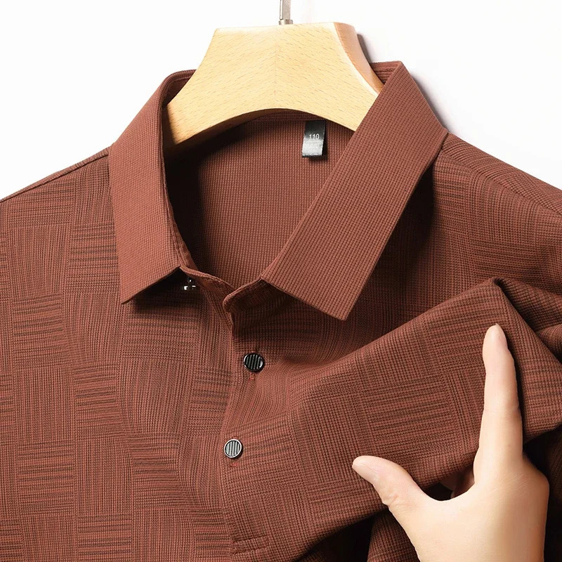 2024 Mens Printing Business Casual Short Sleeve Polo Shirt Fashion Comfortable Breathable Top 250326