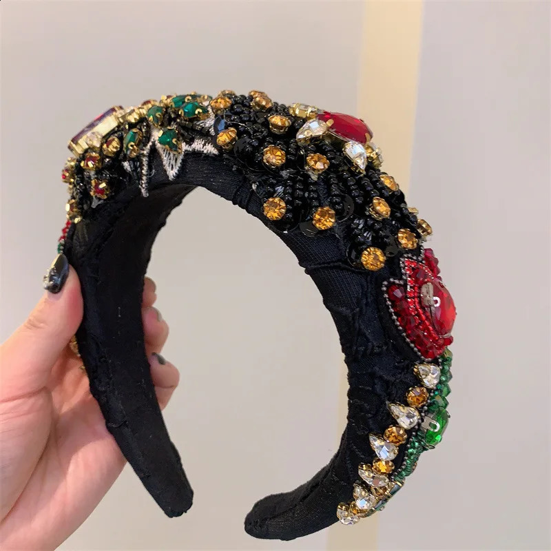 Sparkly Red Pink Crystal Gem Headbands Padded Diamante Rhinestone Bridal Hairbands For Women Wedding Hair Accessories 250318
