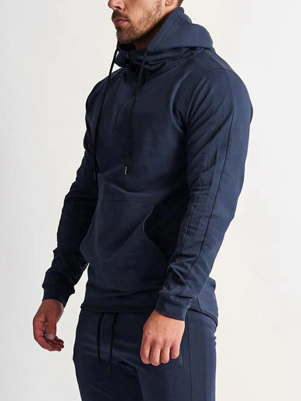Mens Training Set Gym Sportswear Zipper Hoodie Running Wear Sweatpants 250327