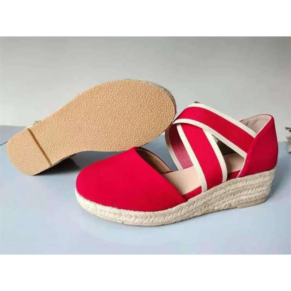 Women Sandals Summer Solid Color Cross Belt Casual Wedge Sandal Fashion Outdoor Beach Ladies Shoes