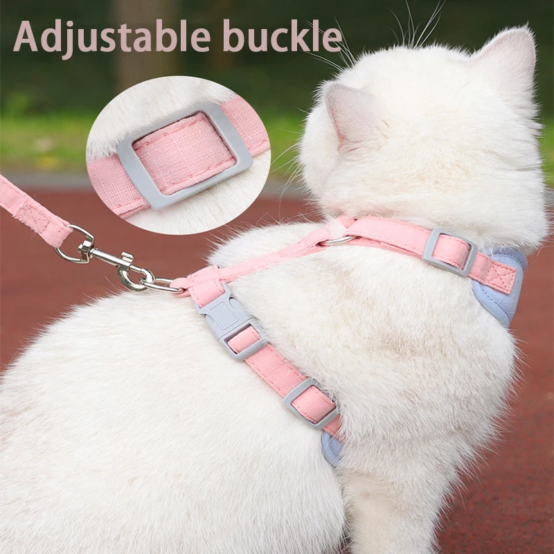 Cat Harness Leash Set Adjustable Puppy Harness Vest Escape Proof Kitten Chest Strap Chihuahua Pug Outdoor Walking Lead Leash 250326