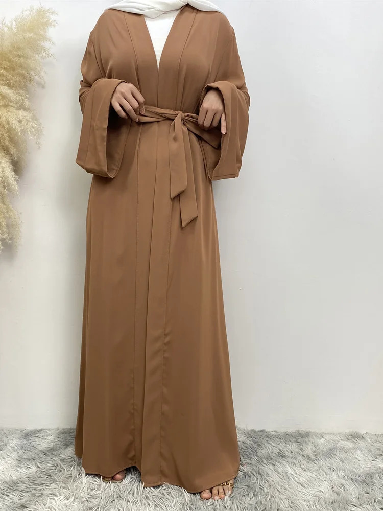 solid color n kimono cardigan Islamic clothing Muslim women Dubai Abaya elegant gown products evening dress 250326