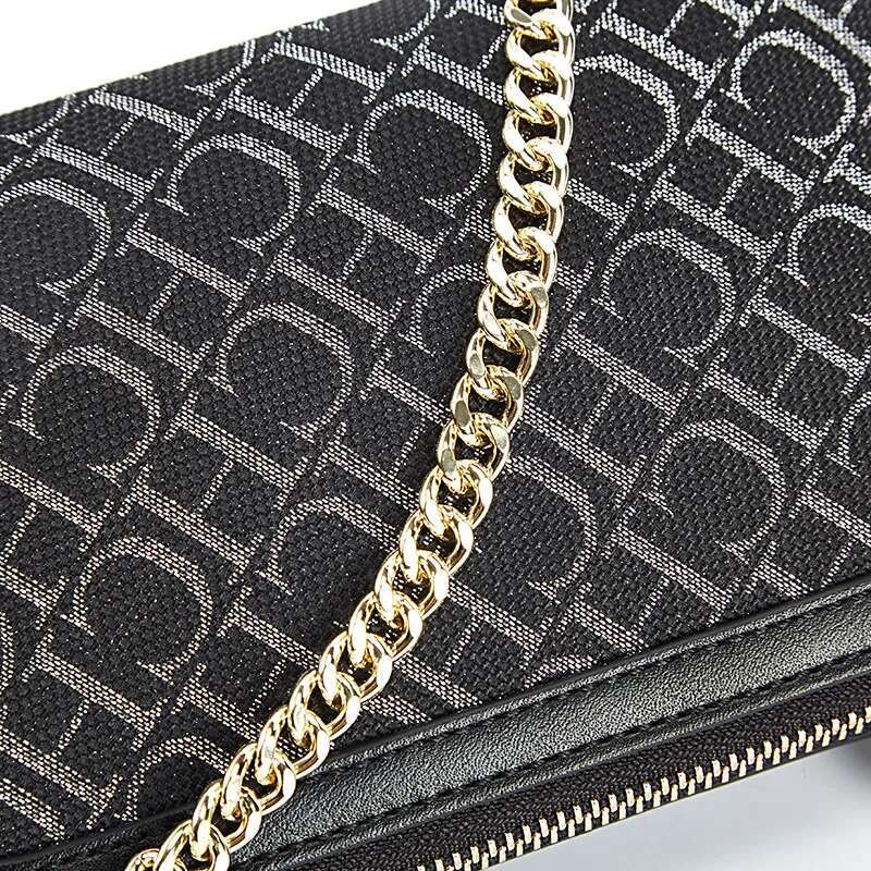 CH Letter Printed Light Suede Leather Chain Shoulder Bag Fashion Retro Crossbody Designer