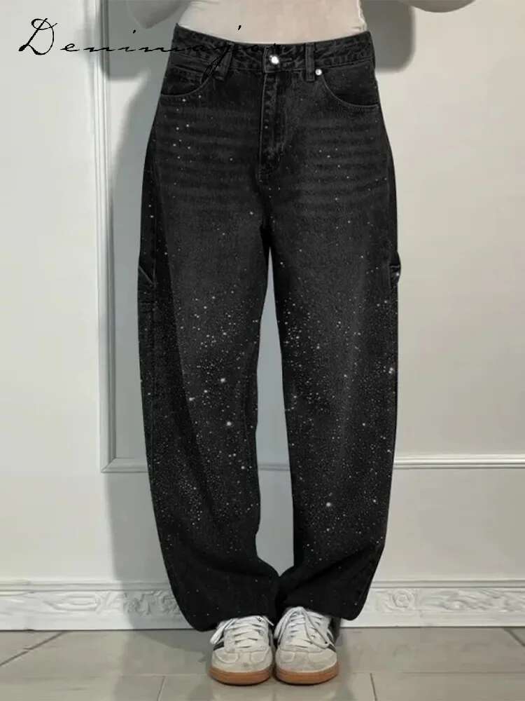 Chic Rhies Jeans Women Loose Pocket Versatile Zipper Low Waist Straight Denim Trousers Female Spring Lady Streetwears