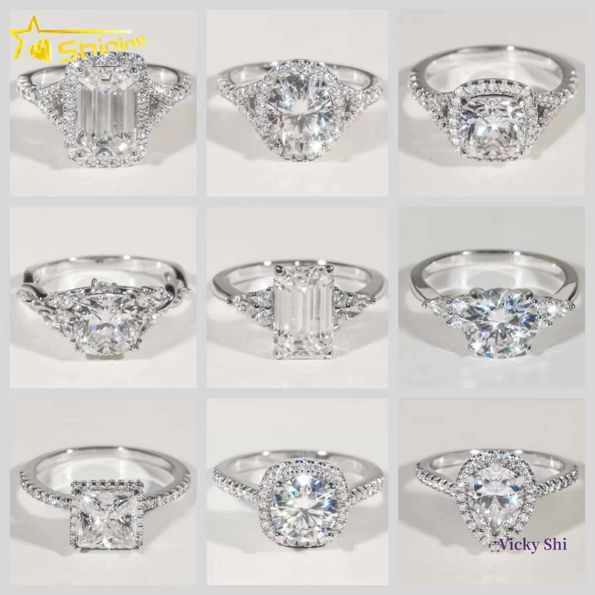 Fine Jewelry 925 Sterling Silver Engagement Rings VVS Fancy Cut Moissanite Diamond Ring Custom GRA Moissanite Ring For Women