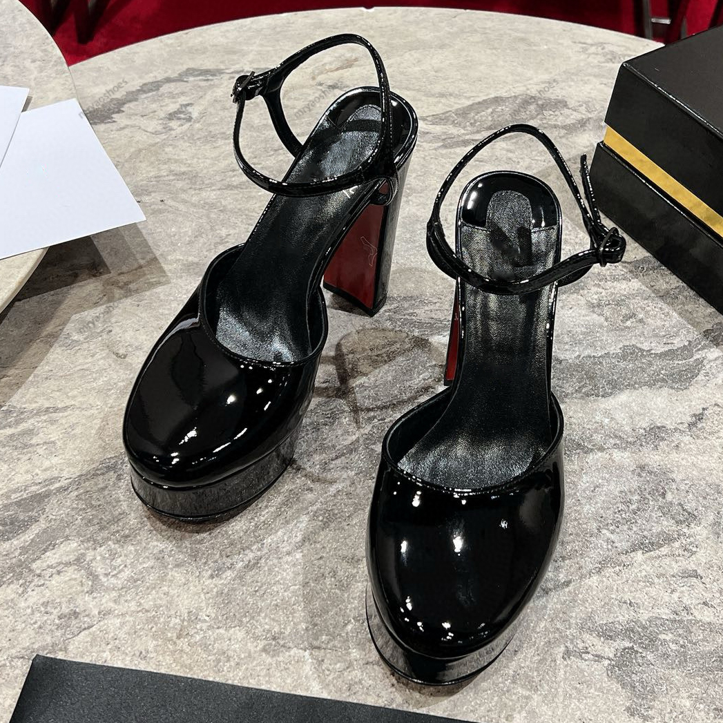 10A Women Designer Sandals Platform Heels Genuine Leather Patent Leather Sequined Cloth Suede Peep-toe shoes Round-toe Buckle High Heel 13CM Size 34-42 With Box