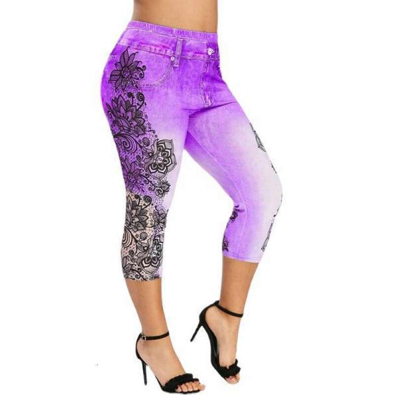 Women Yoga Pants Women S Printed Denim Sportswear Leggings Oversized Hip Lifting Yoga Pants