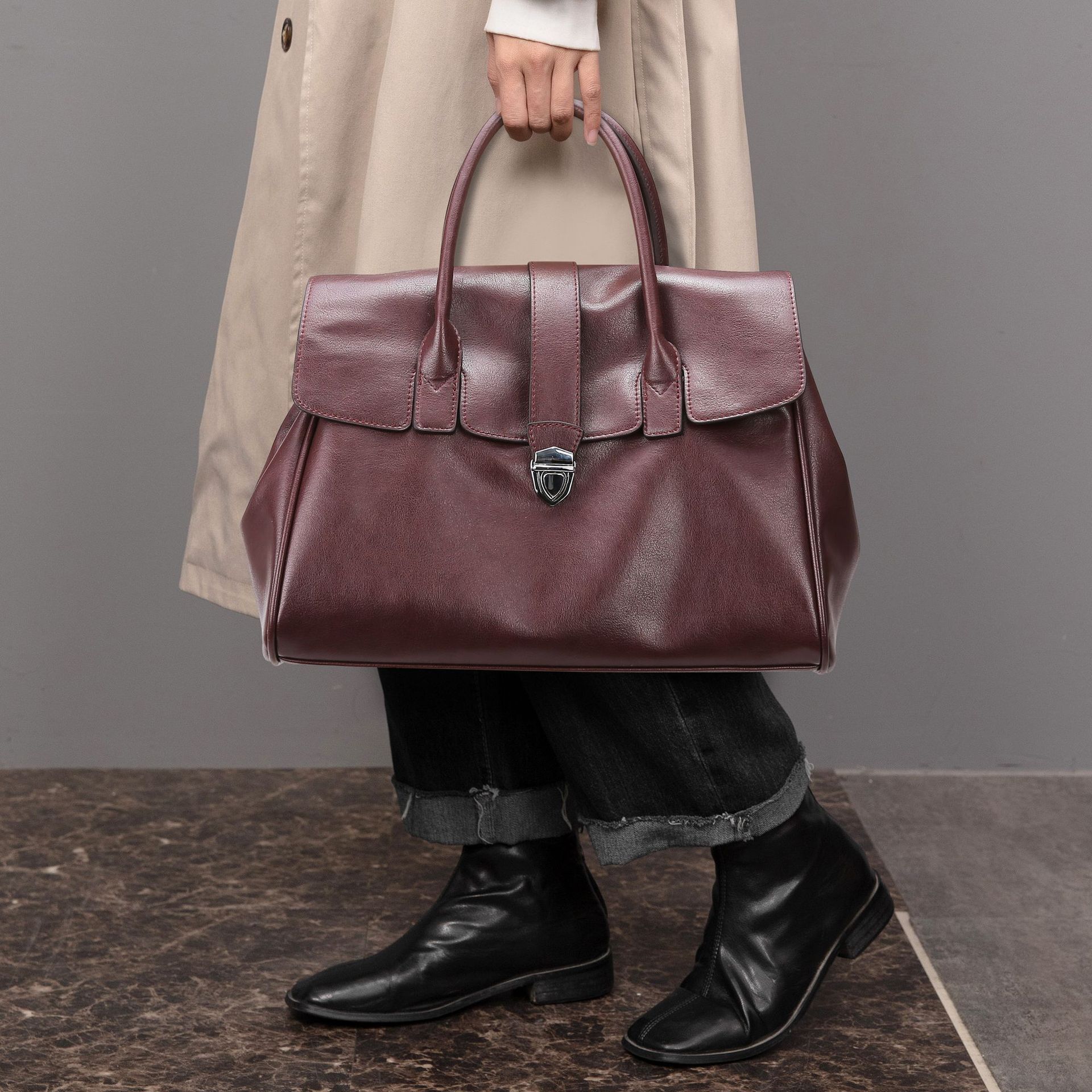 Handbag For Women, 2024 Autumn Winter New Soft Leather Tote Bag, High-End And Large Capacity Commuting Women's Bag