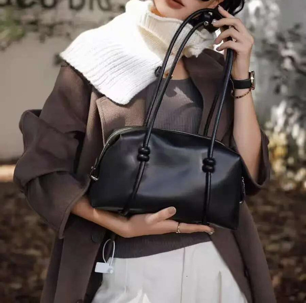 Vintage Simple Long-Handle Easy To Wear Women Tote Wine Red Genuine Cow Leather Female Shoulder Bag Rope Strap Travel Handbag