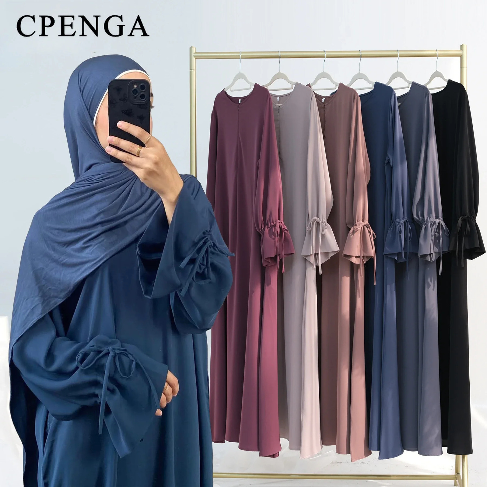 Ramadan Arab Muslim Women Modest Dress Elegant Dubai Plain Abaya Islamic Church Clothing Loose Solid Gown 250326