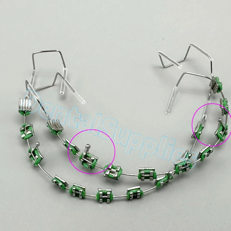 1Pair Dental Fake Braces Decorations Colorful Brackets with Hook Teeth Temporary Metal Wires Orthodontic Ligature Ties Dentistry 250327